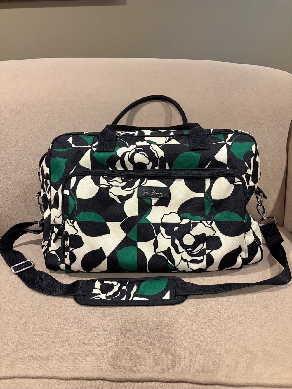 Vera Bradley weekender bag imperial rose pattern with matching cosmetics bag